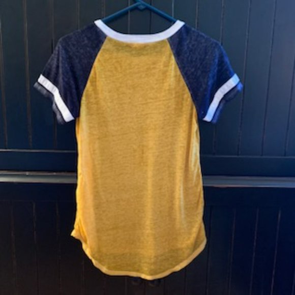 Blue and Gold Urbanology Burnout Baseball T-Shirt - Picture 4 of 10